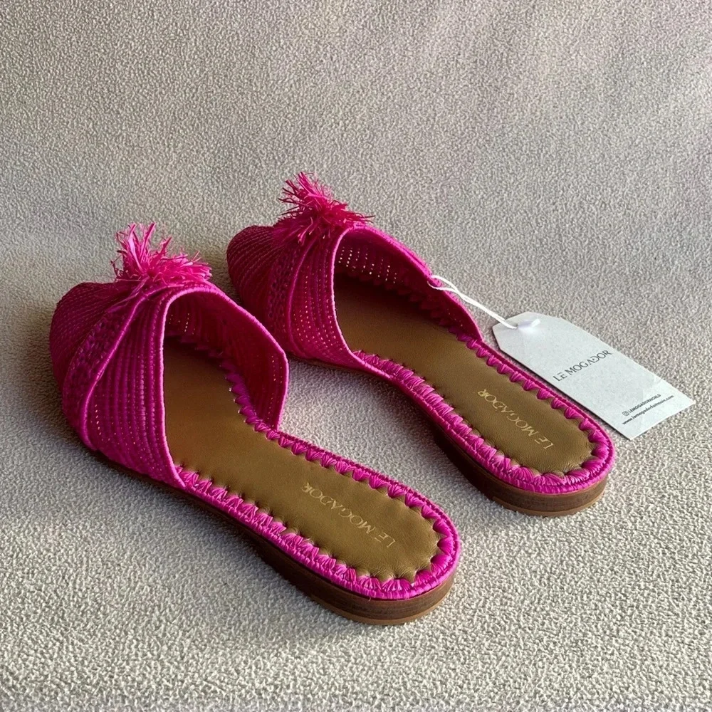 Le Mogador Taormina Mules Women’s 6.5 Fuchsia Pink Summer Beach Island Vacation
